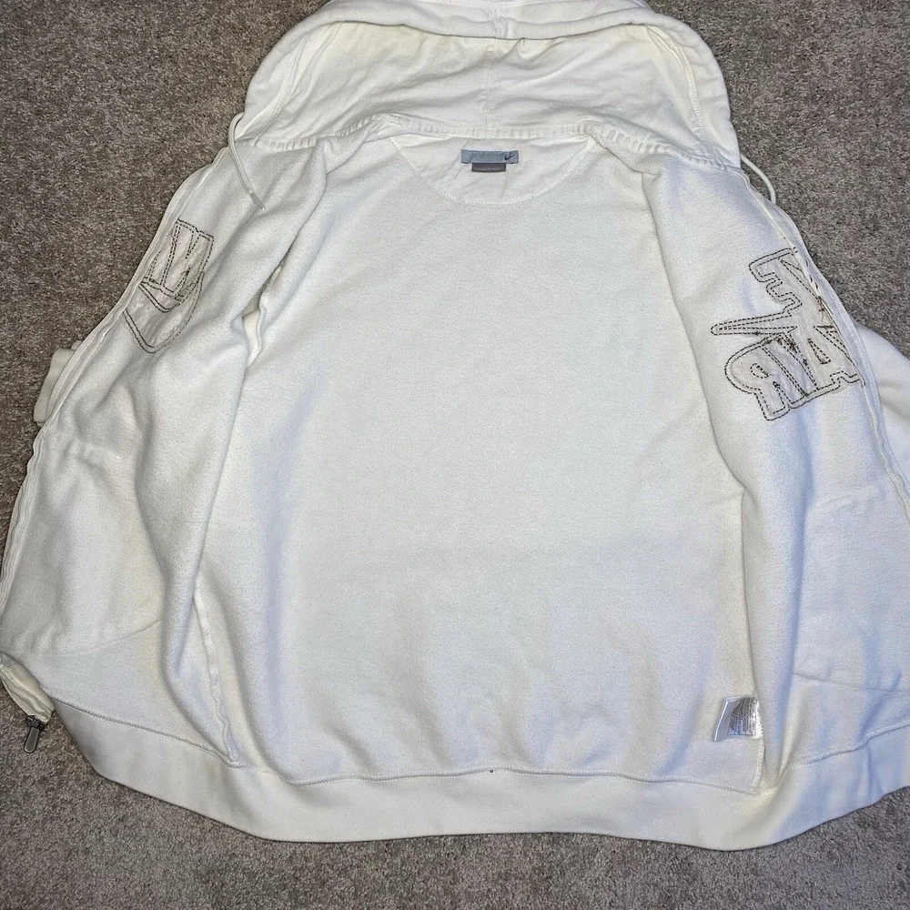 Nike Air Mens Full Zip Hoodie Cream Off White Embroidered‎ Logo Size Large L